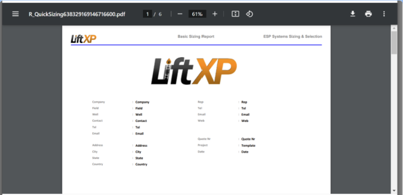 Quick Sizing: Basic sizing module to quickly size your ESP.